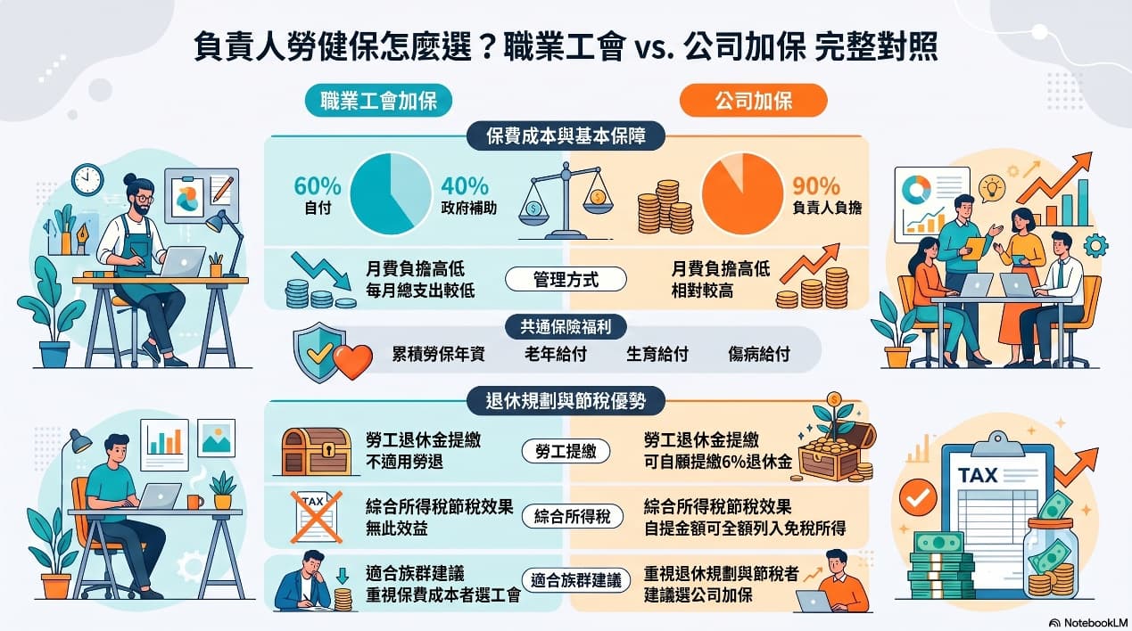 負責人勞健保職業工會與公司加保完整對照